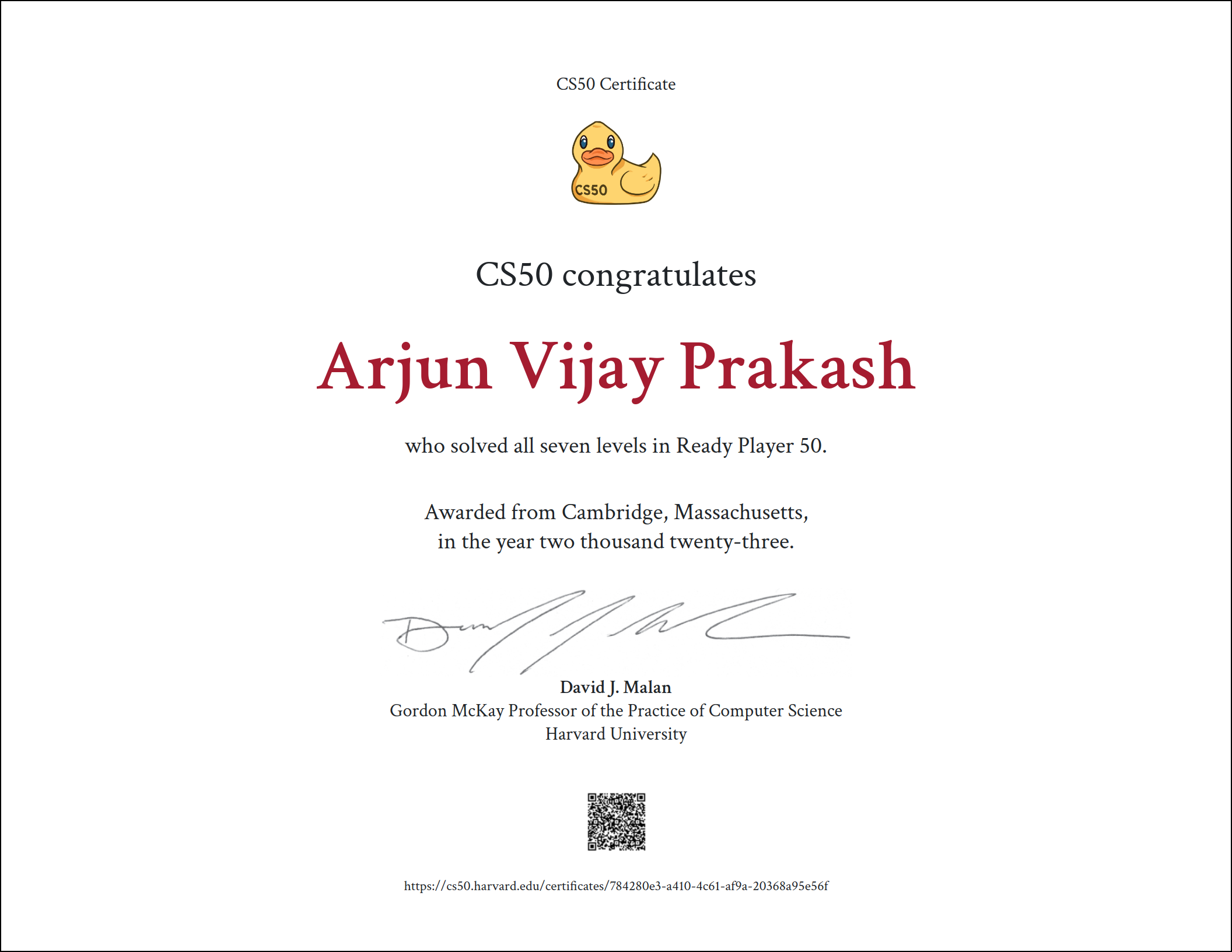 CS50 Certificate 5